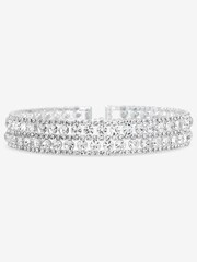Mood Silver Tone Crystal Mixed Stone Statement Choker Necklace - Image 1 of 2