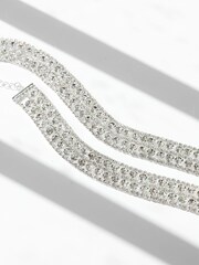 Mood Silver Tone Crystal Mixed Stone Statement Choker Necklace - Image 2 of 2
