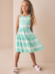 Mint Green Tie-Dye - Twist Back Summer Dress (3-16yrs) - Image 1 of 9