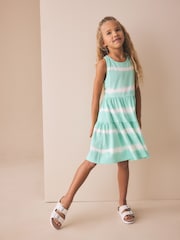 Mint Green Tie-Dye - Twist Back Summer Dress (3-16yrs) - Image 2 of 9