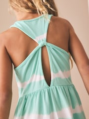 Mint Green Tie-Dye - Twist Back Summer Dress (3-16yrs) - Image 3 of 9