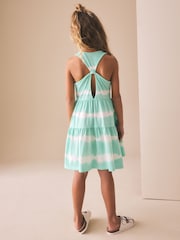 Mint Green Tie-Dye - Twist Back Summer Dress (3-16yrs) - Image 4 of 9