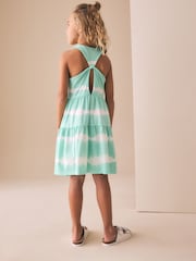 Mint Green Tie-Dye - Twist Back Summer Dress (3-16yrs) - Image 5 of 9