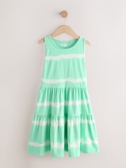 Mint Green Tie-Dye - Twist Back Summer Dress (3-16yrs) - Image 6 of 9