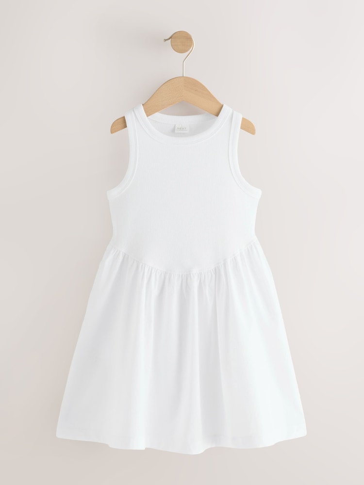 Blanc - Robe sans manches en jersey tissé (3-16ans) - Image 1 de 4