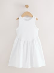 White Jersey Woven Mix Sleeveless Dress (3-16yrs) - Image 5 of 8