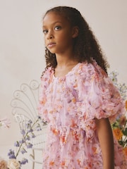 بنفسجي فاتح - Floral 3D Ruffle Mesh Occasion Dress (3-16yrs) - صورة 2 من 9