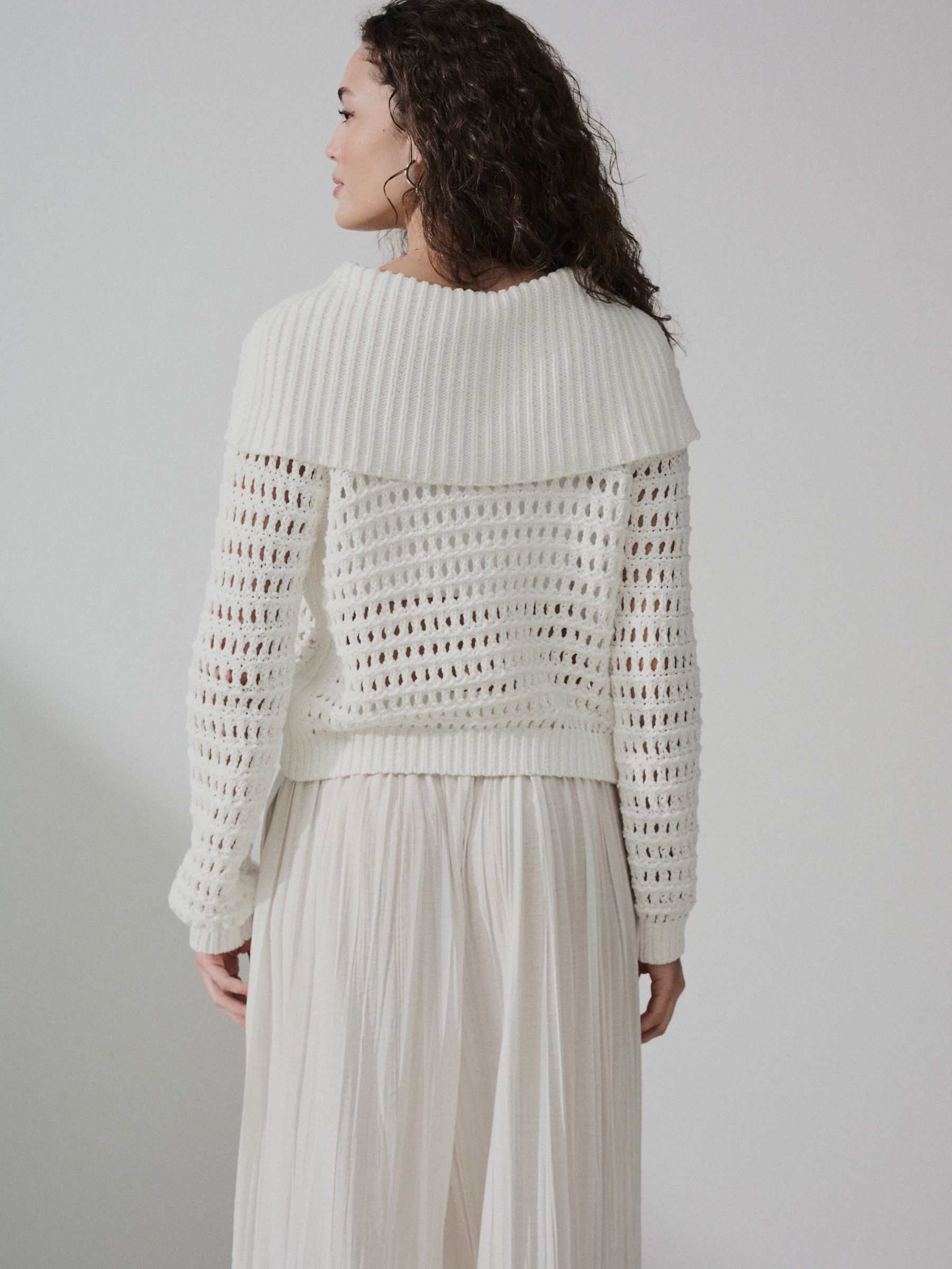 Buy White Cotton Rich Mesh Tie Front Cardigan from the Next UK