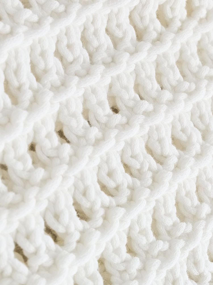 Alb - Cotton Rich Mesh Tie Front Sailor Collar Cardigan - Imaginea 7 din 7