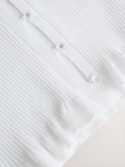 White Ribbed Long Sleeve Button Up Knitted Cardigan - Image 7 of 8