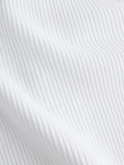 White Ribbed Long Sleeve Button Up Knitted Cardigan - Image 8 of 8