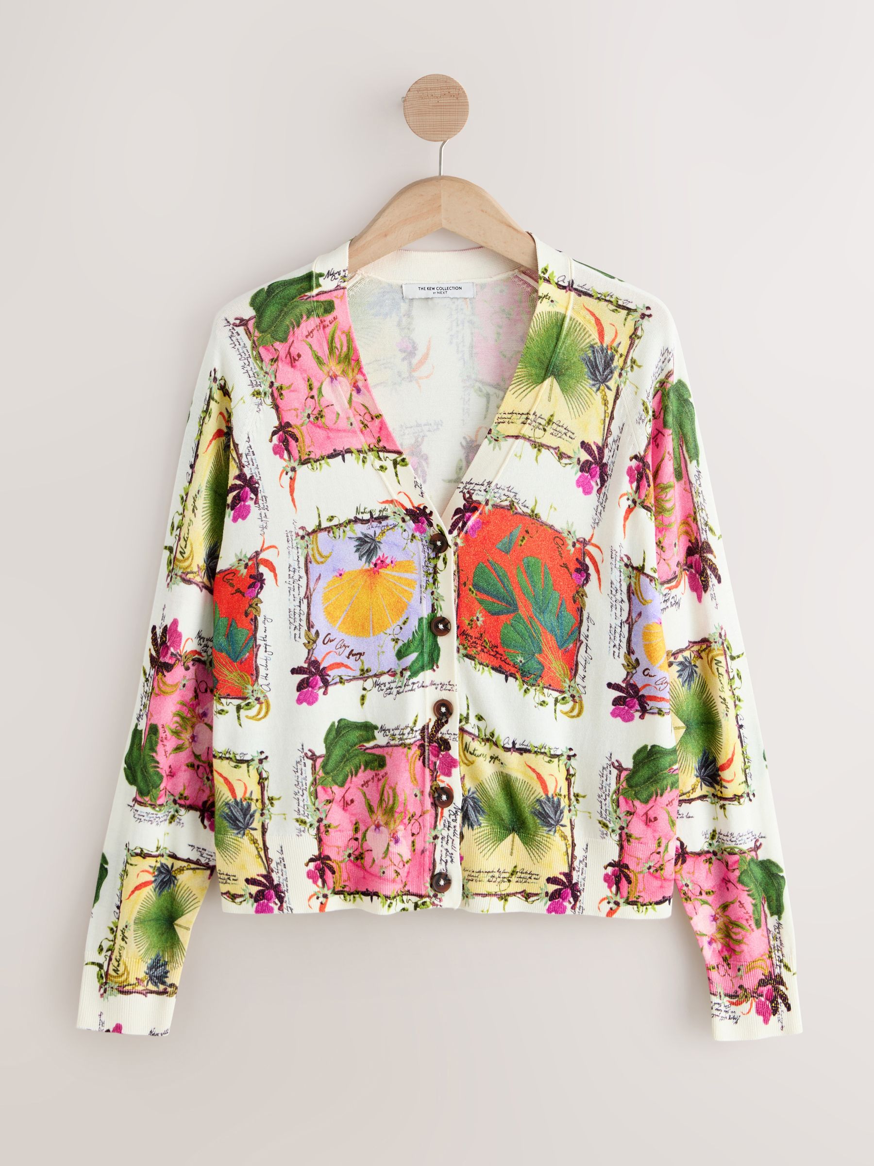 Buy White/Green Floral Kew Gardens Soft Touch V-Neck Cotton Rich