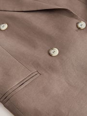 Brown N. Premium 100% Linen Double Breasted Blazer - Image 3 of 3