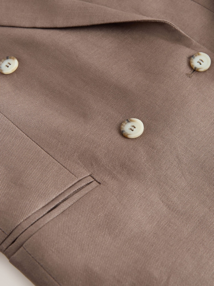 Brown N. Premium 100% Linen Double Breasted Blazer - Image 3 of 3