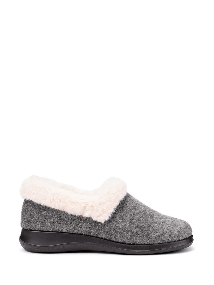 Hotter Grey Regular Fit Snug II Slip-On Slippers - Image 1 of 4 Hotter Grey Regular Fit Snug II Slip-On Slippers - Image 1 of 4