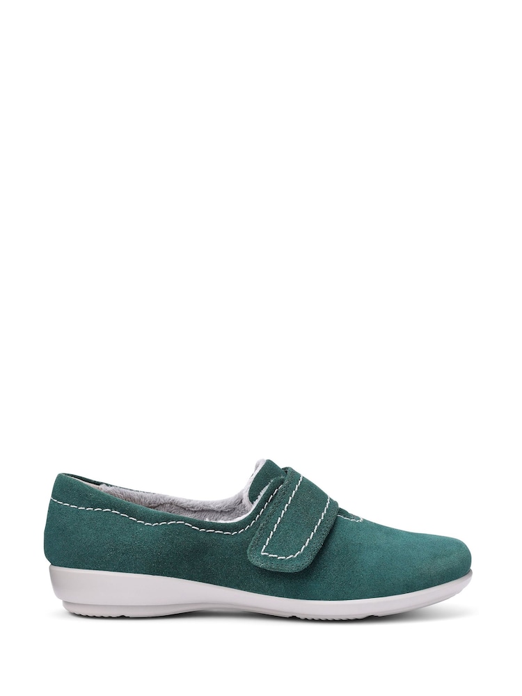 Hotter Green Wide Fit Toasty Touch-Fastening Slippers - Image 1 of 4