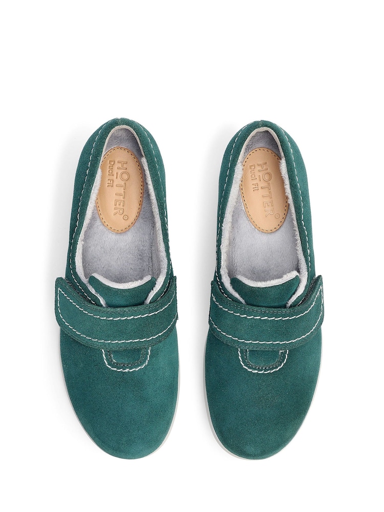 Hotter Green Wide Fit Toasty Touch-Fastening Slippers - Image 4 of 4