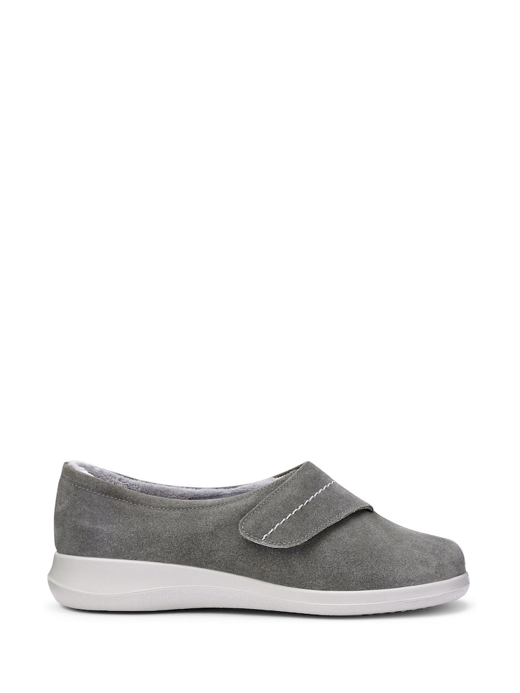 Hotter Grey Regular Fit Wrap Touch-Fastening Slippers - Image 1 of 4