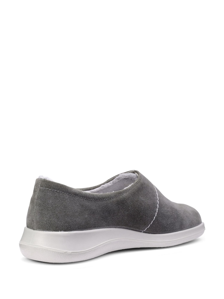 Hotter Grey Regular Fit Wrap Touch-Fastening Slippers - Image 4 of 4