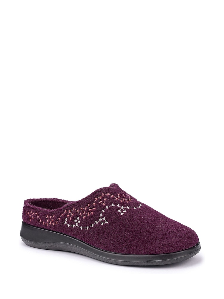 Hotter Red Wide Fit Cuddle Slip On Slippers - Image 2 of 4 Hotter Red Wide Fit Cuddle Slip On Slippers - Image 2 of 4
