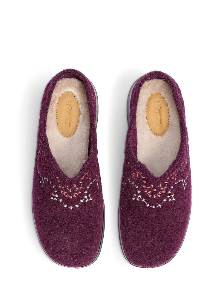 Hotter Red Wide Fit Cuddle Slip On Slippers - Image 4 of 4 Hotter Red Wide Fit Cuddle Slip On Slippers - Image 4 of 4