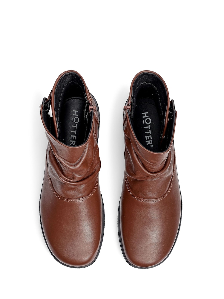 Hotter Brown Extra Wide Fit Rumour Zip Buckle Boots - Image 4 of 4