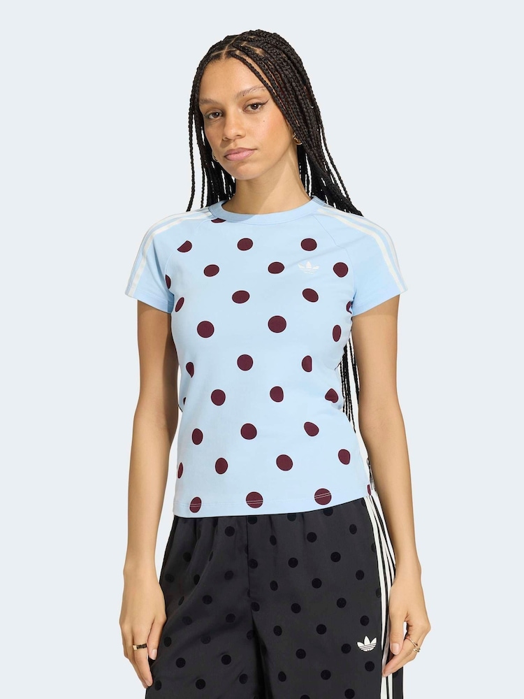 أزرق - adidas Originals Polka Dot Cali T-Shirt - صورة 1 من 6