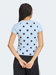 أزرق - adidas Originals Polka Dot Cali T-Shirt - صورة 2 من 6