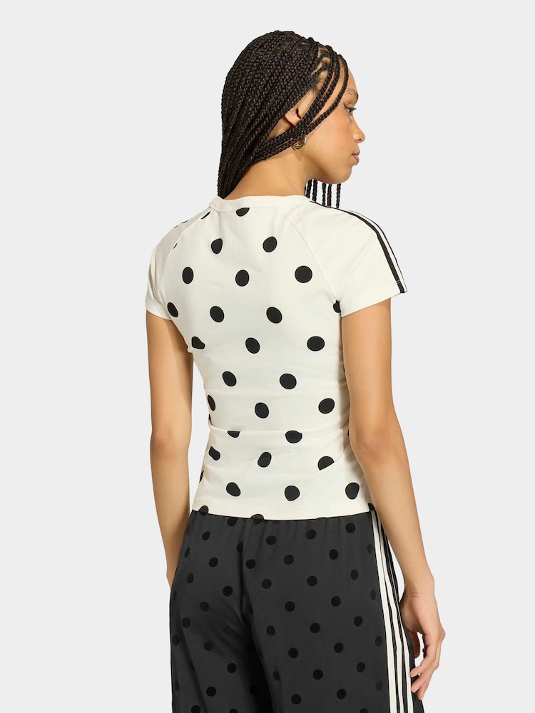 أبيض - adidas Originals Polka Dot Cali T-Shirt - صورة 2 من 6