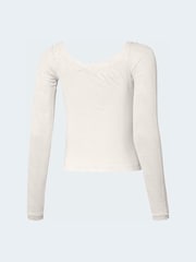 adidas Originals White Lace Long Sleeve Bardot Top - Image 6 of 6