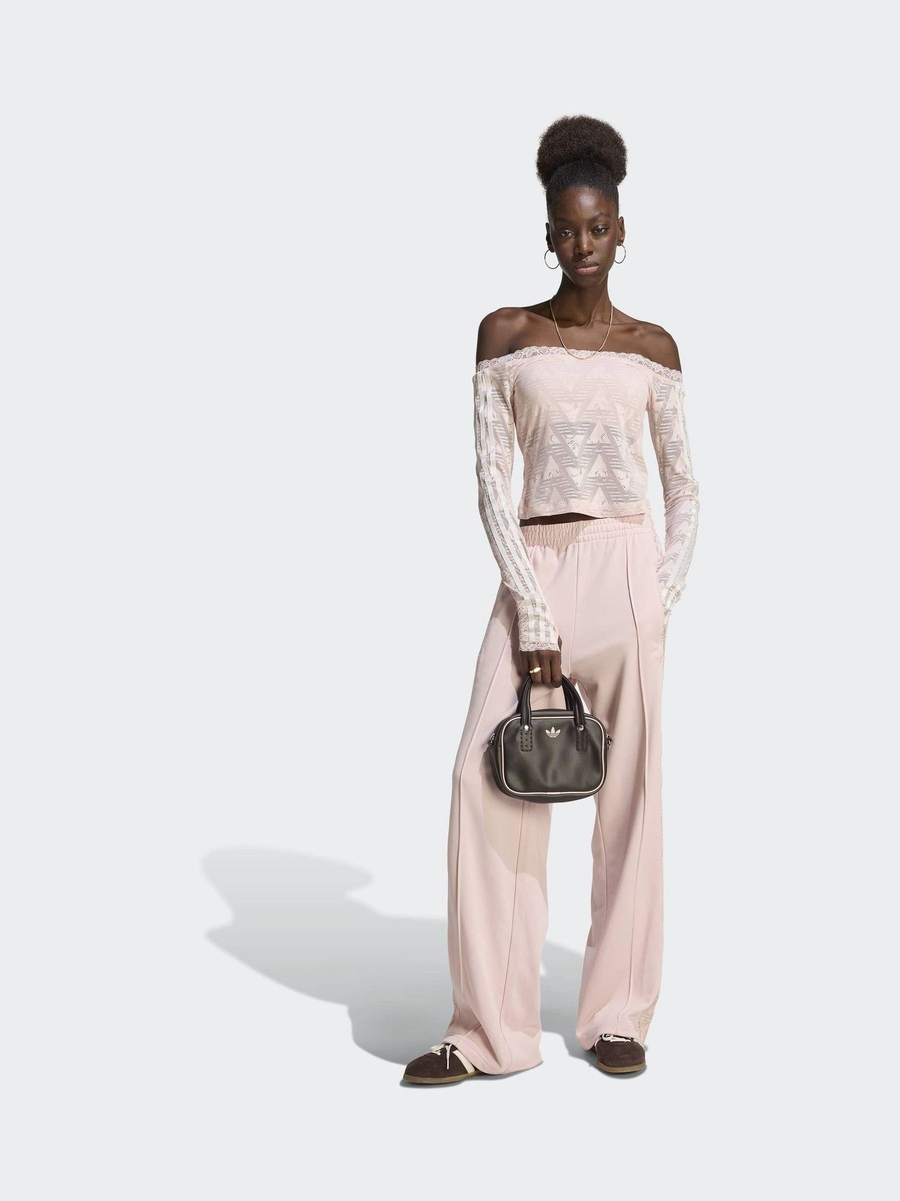 Buy adidas Originals Pink Lace Long Sleeve Bardot Top from Next USA