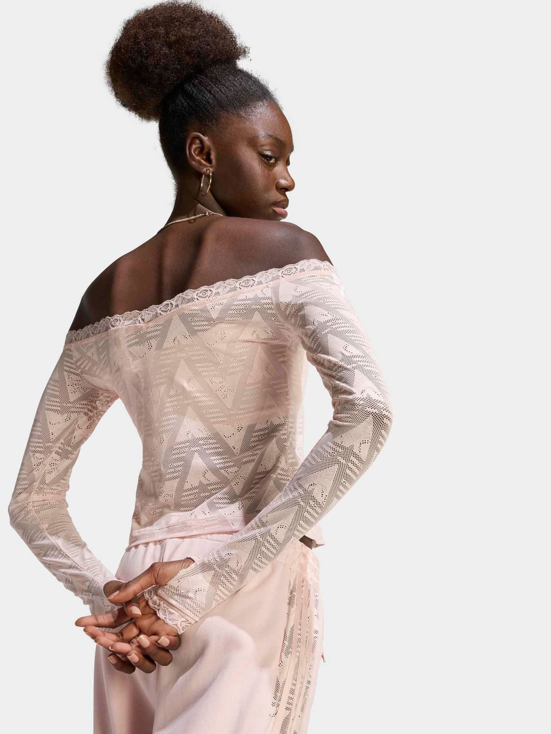 Buy adidas Originals Pink Lace Long Sleeve Bardot Top from Next USA
