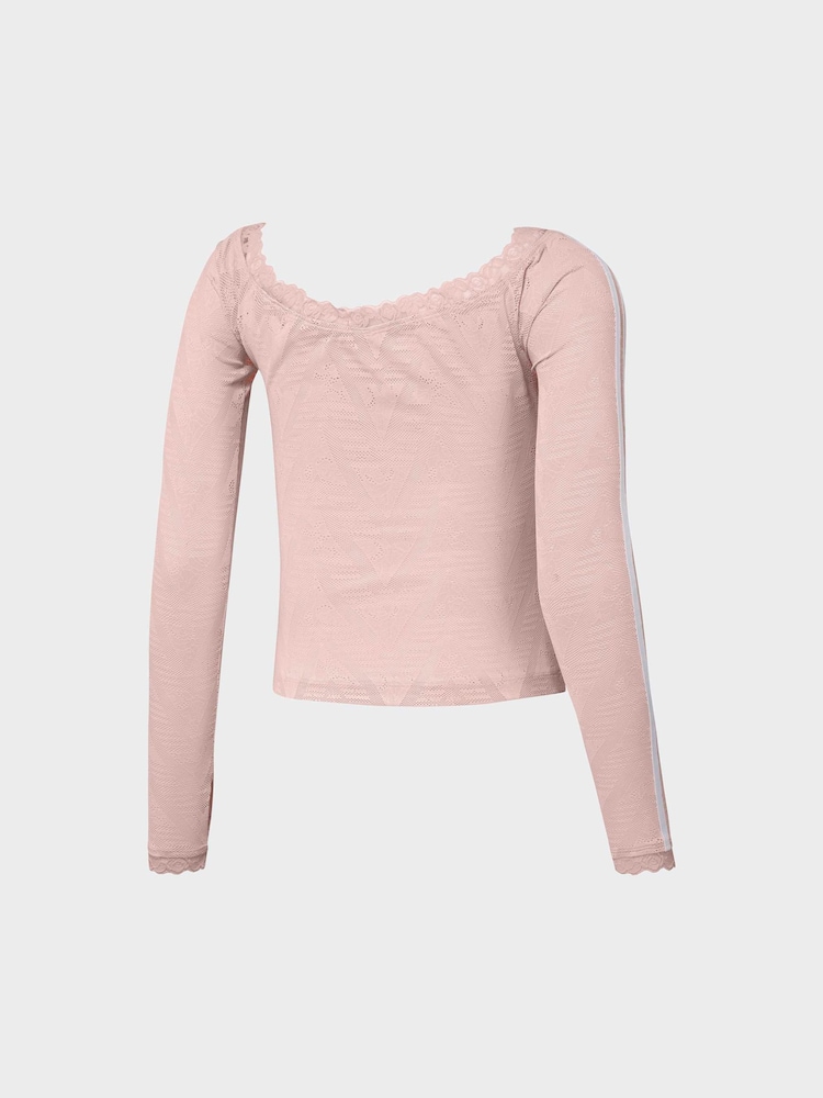 adidas Originals Pink Lace Long Sleeve Bardot Top - Image 7 of 7 adidas Originals Pink Lace Long Sleeve Bardot Top - Image 7 of 7