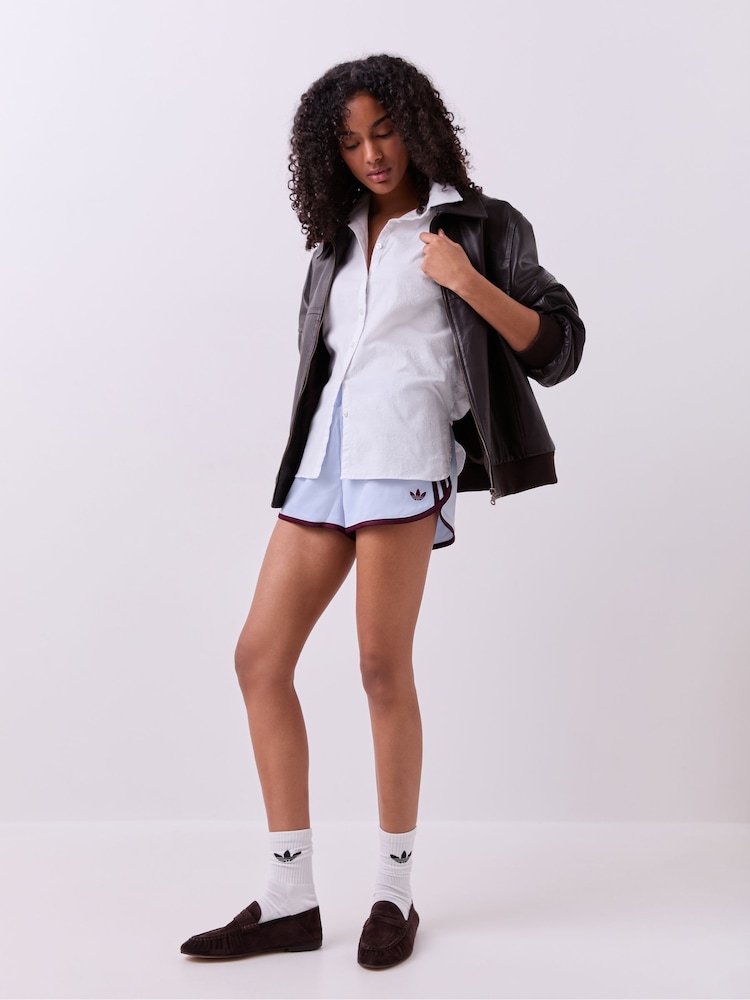 adidas originals Light Blue 3 Stripes Sprinter Shorts - Image 2 of 6