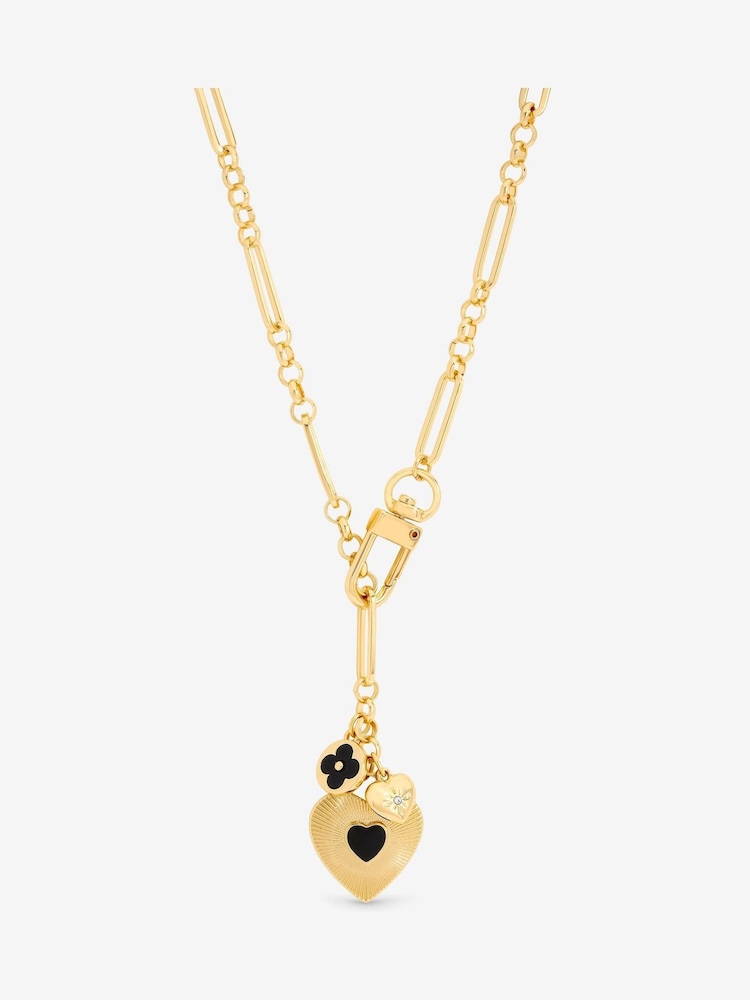 Mood Gold Tone Polished Jet Heart Charm Necklace - Image 1 of 3