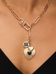 Mood Gold Tone Polished Jet Heart Charm Necklace - Image 2 of 3