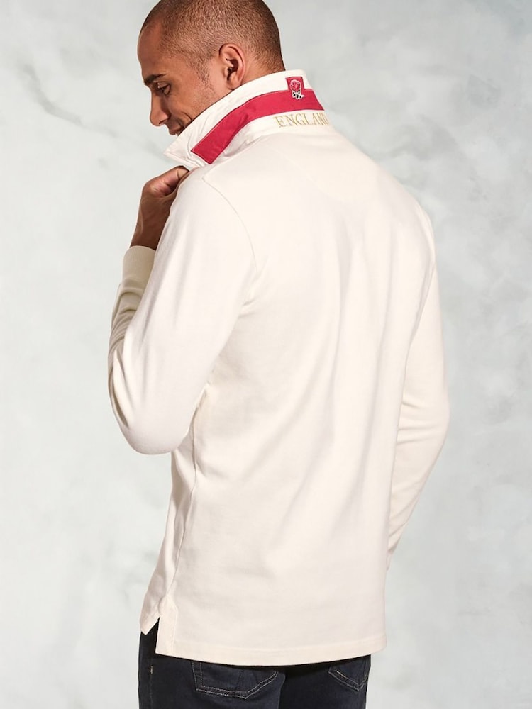 Brook Taverner White England Heritage Pure Cotton Rugby Shirt - Image 2 of 3