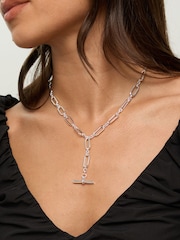 Mood Silver Tone Polished T Bar Necklace - Image 3 of 3