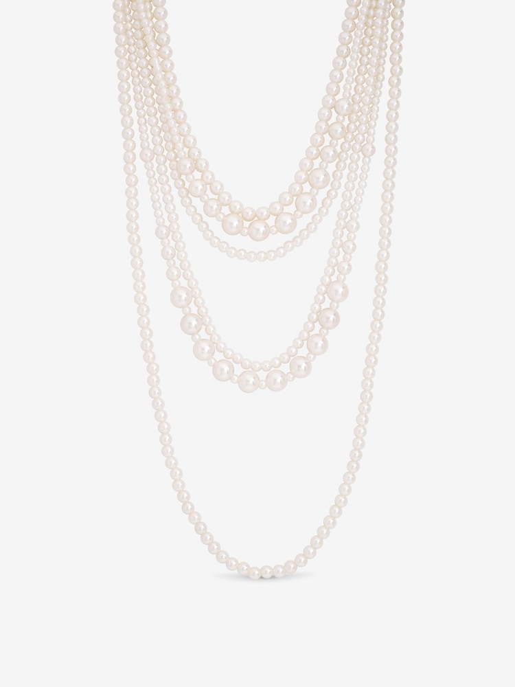 Mood Cream Pearl Multi Row Statement Necklace - Image 1 of 3