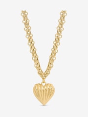 Mood Gold Ridged Heart Chunky Short Pendant - Image 1 of 2
