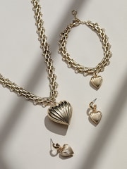 Mood Gold Ridged Heart Chunky Short Pendant - Image 2 of 2