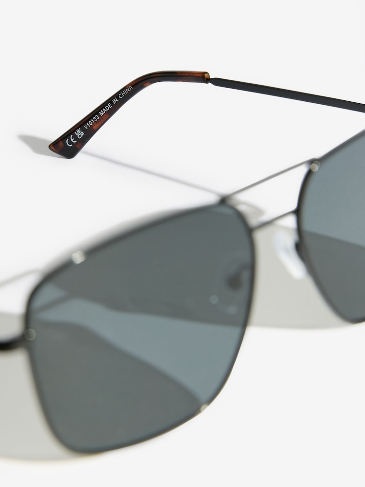 Friends Like These Black Classic Metal Frame Aviator Sunglasses - Image 3 of 3