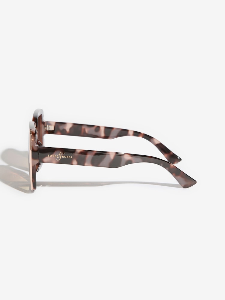 Love & Roses Brown Chunky Oversized Square Sunglasses - Image 4 of 4