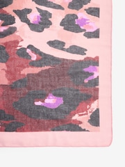 Love & Roses Chocolate and Pink Leo Print Lightweight Scarf - Image 4 of 6