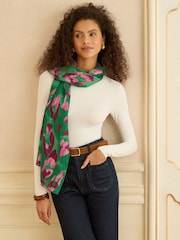 Vihreä Leopard Printti; kuvio - Love & Roses -kevyt huivi - Kuva 1 / 2