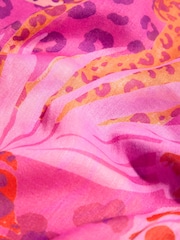 Love & Roses Pink Jungle Print Lightweight Scarf - Image 5 of 5