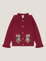 Monsoon Red Christmas Tree Embellished Cardigan - Image 1 of 3