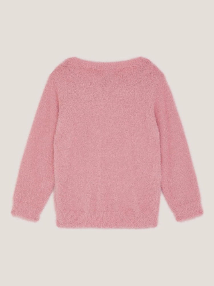 Monsoon Pink Embellished Fuzzy Christmas Jumper - Image 2 of 3