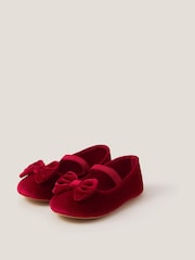 Monsoon Red Baby Bow Velvet Walker Shoes - Image 2 of 3