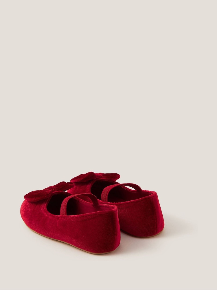 Monsoon Red Baby Bow Velvet Walker Shoes - Image 3 of 3